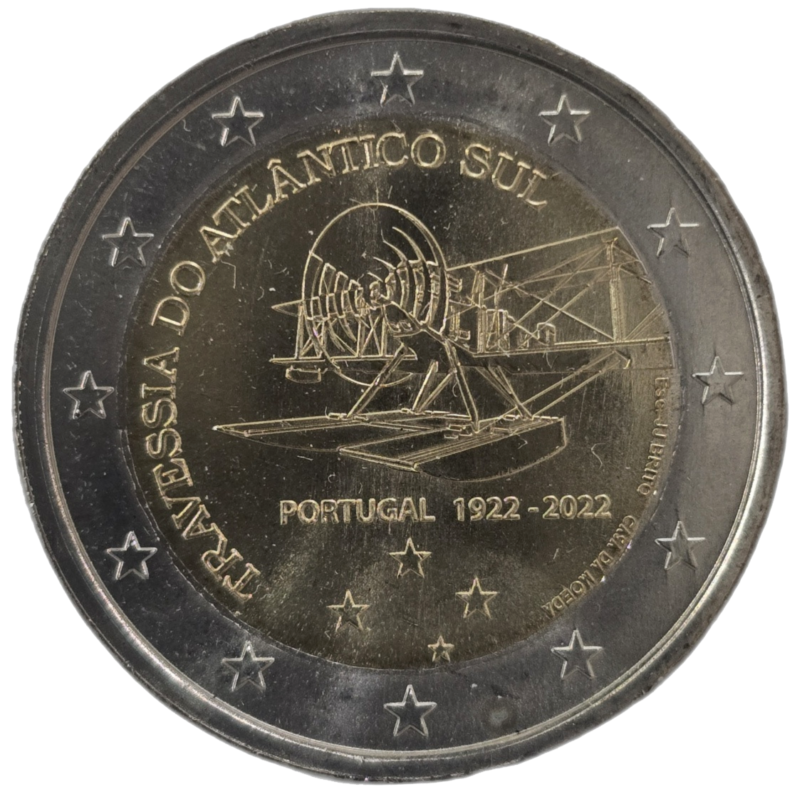 2 euros conmemorativa Centenario de la Primera travesía aérea del Atlántico sur